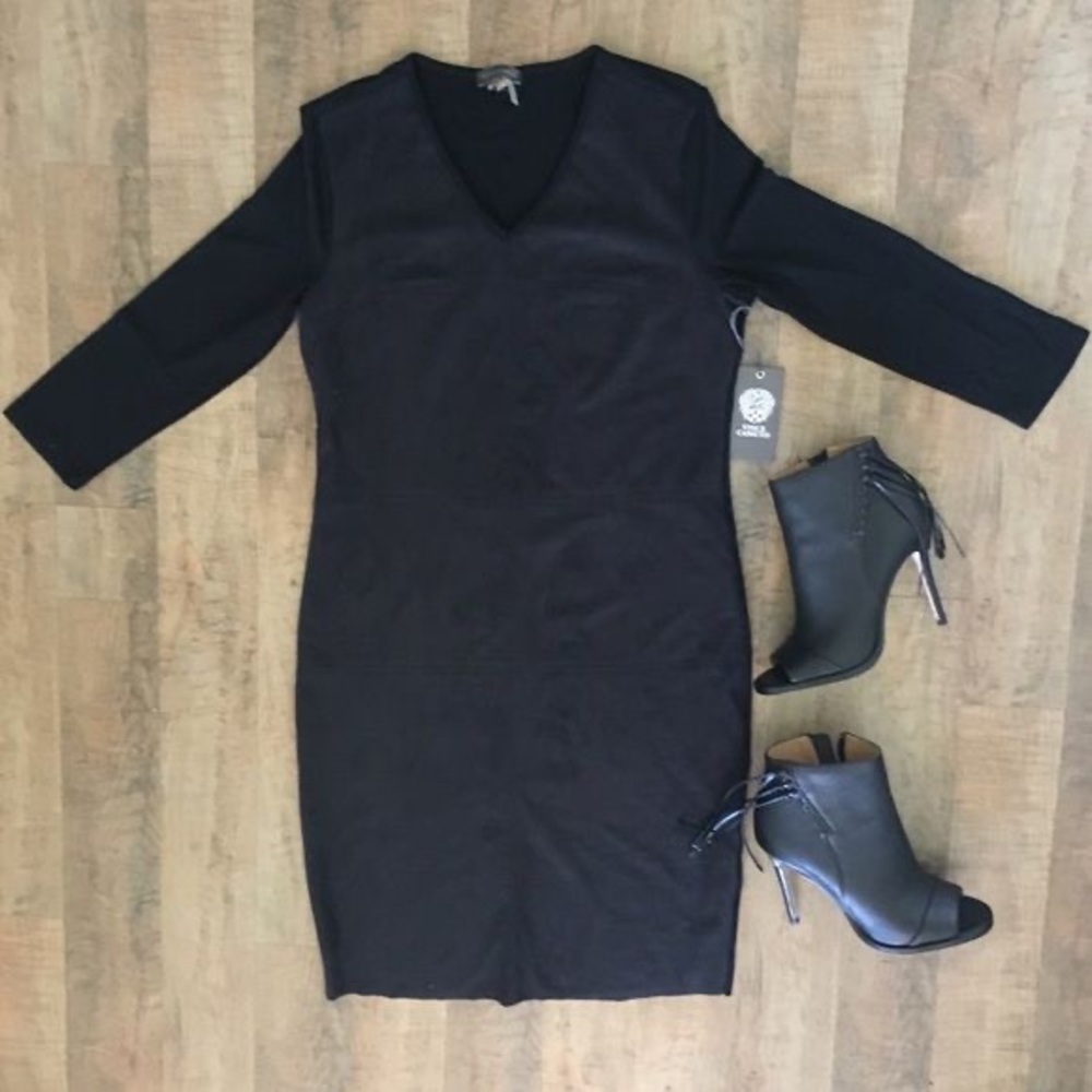 Vince Camuto suede front dress
